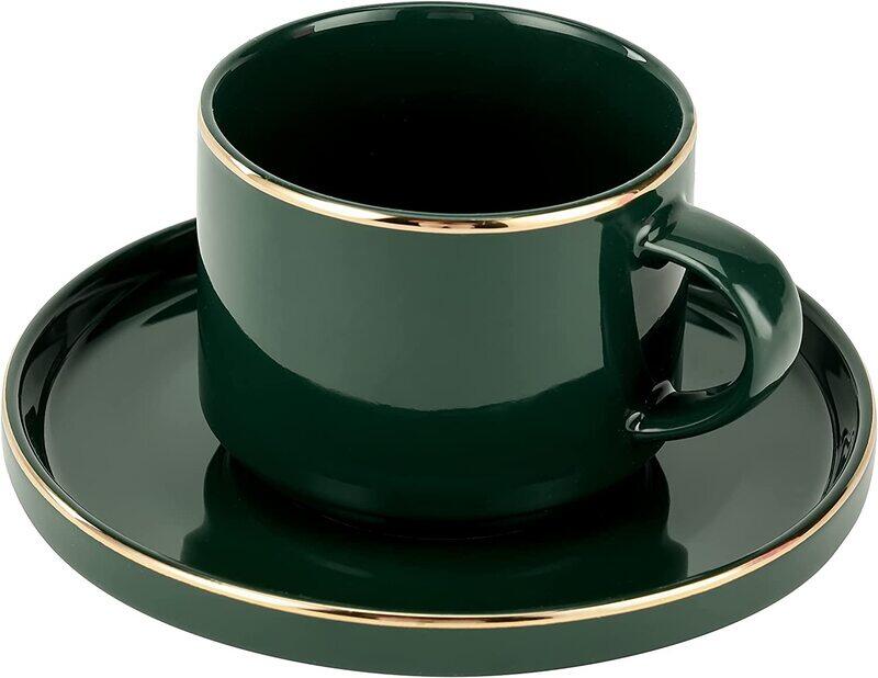 

Royalford 200ml Fine Bone Premium Quality Cup & Saucer, Royal Green