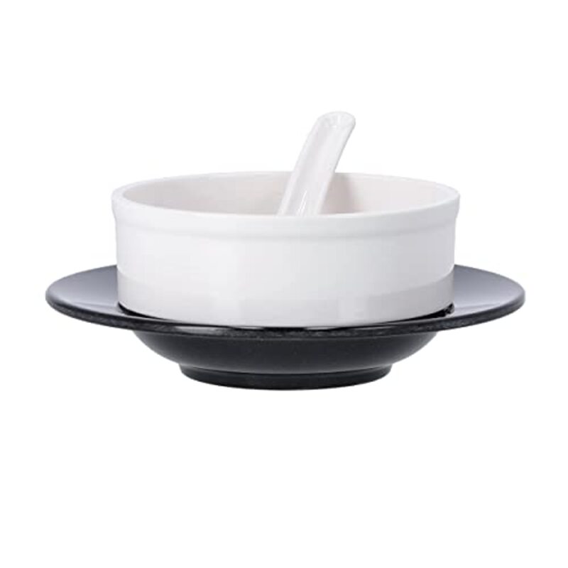Royalford 12-Piece Melamine Round Soup Bowl Set, RF10061, Black/White