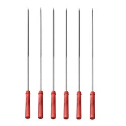 Royalford 6-Piece BBQ Square Skewers Set, RF11680, Silver/Red