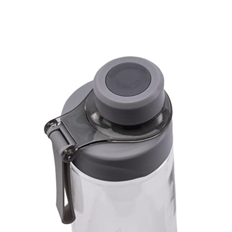 Royalford Plastic Water Bottle with Strap, 700ml, Clear/Black