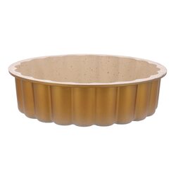 Royalford 26cm Elegant Aluminium Bakeware Bundt Cake Pan, RF10841, 26x7cm, Gold