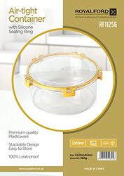 Royalford Plastic Round Airtight Container with Lid, 2350ml, RF11256, Yellow/Clear