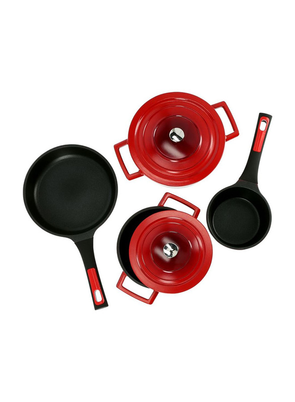 RoyalFord 6-Piece Cast Aluminum Cookware Set, RF9845, Red