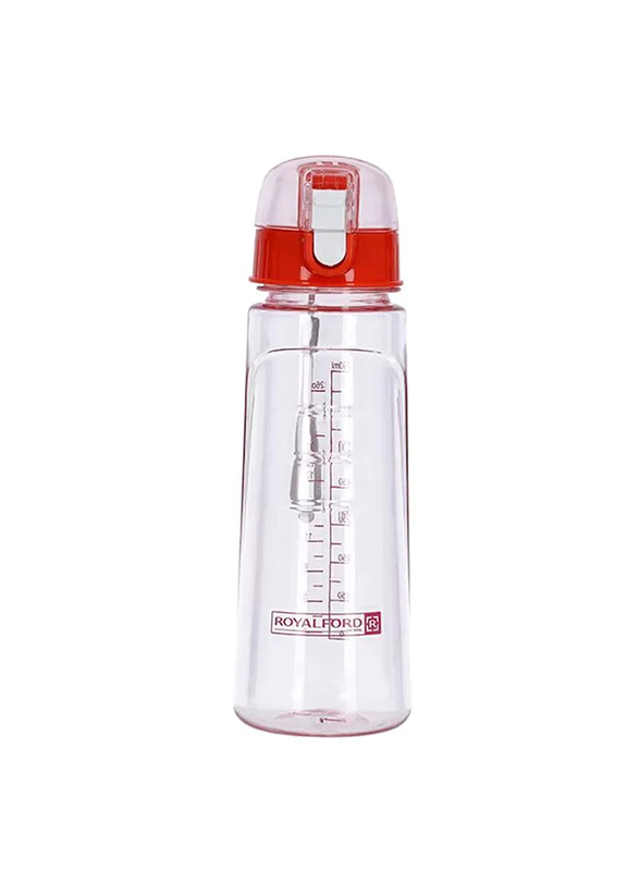 RoyalFord 750ml Plastic Water Bottle, RF5222PN, Red/Clear