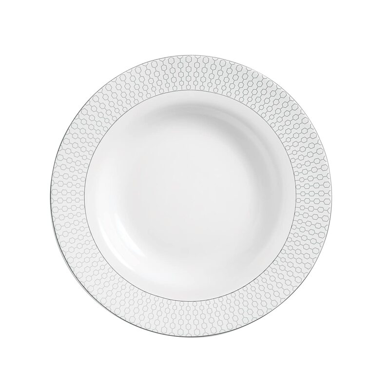Royalford 9-inch Opal Ware Round Velvett Collection Stella Soup Plate, RF11754, White