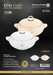 Royalford 1.2 Ltr Omega Gold Round Insulated Casserole, RF11150, Assorted Colour