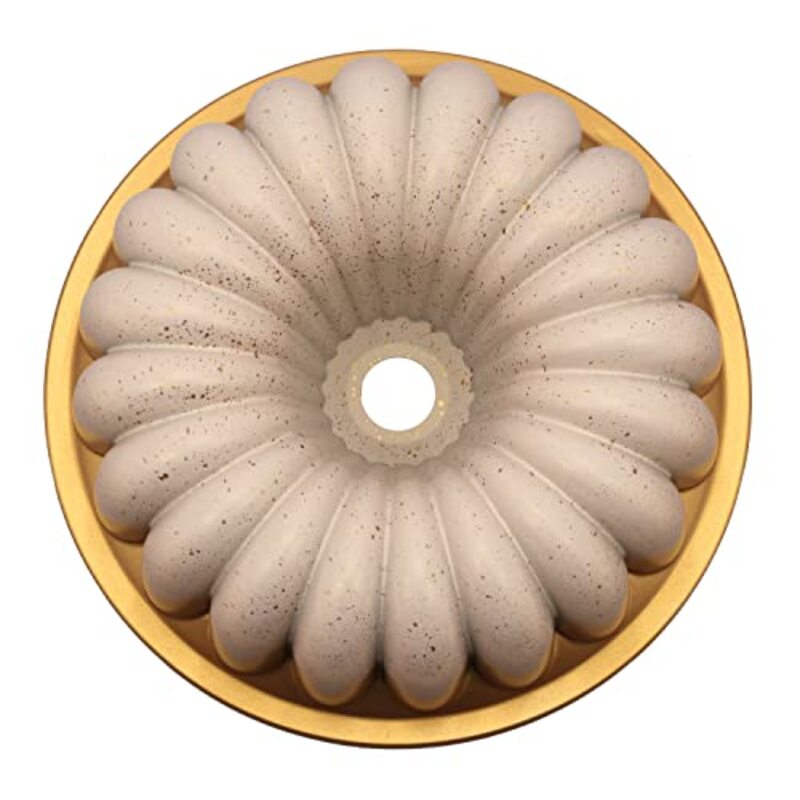 Royalford 26cm Aluminium Bundt Cake Pan, RF10835, 26x9cm, Gold