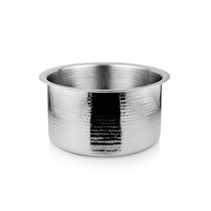 Royalford 2.2 Ltr Round Stainless Steel Hammered Tope Pot with Lid, RF10761, Silver