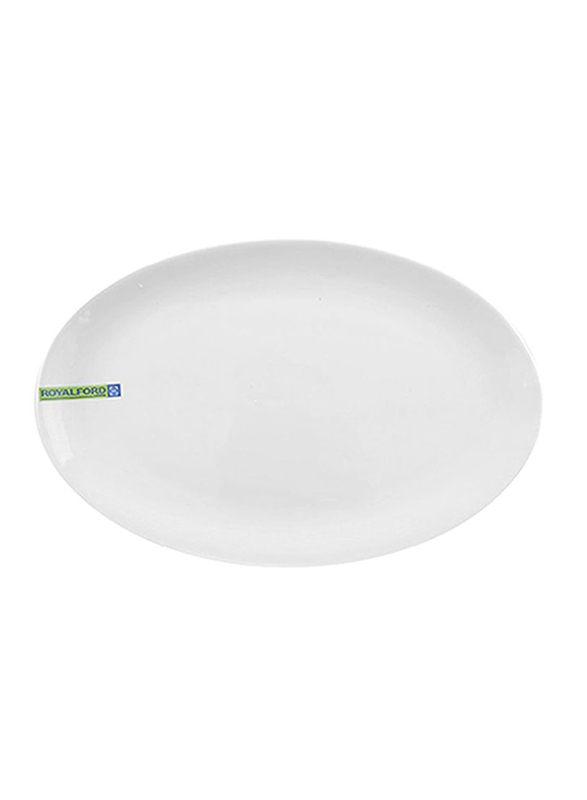 RoyalFord 14-inch Porcelain Magnesia Oval Dessert Serveware Plate, RF7989, White