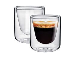 Royalford 200ml 2-Piece Borosilicate Glass Double Wall Cup Set, Clear