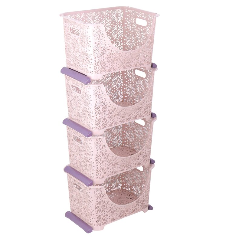 Royalford Dynamic 4-Tier Plastic Storage Cabinet Rack, RF10800, Pink
