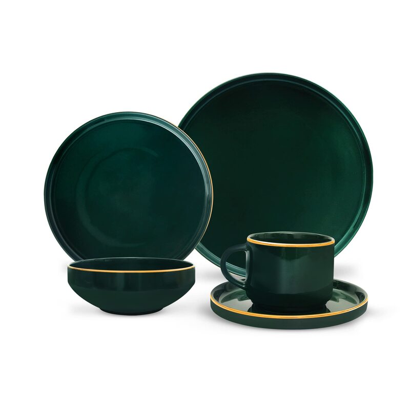 Royalford Gstorm 20-Piece Royalford China Fine Bone Dinner Set, Royal Green