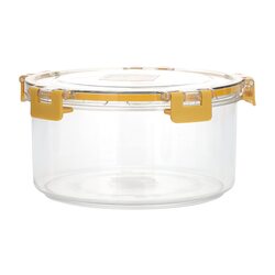 Royalford Plastic Round Airtight Container with Lid, 2350ml, RF11256, Yellow/Clear