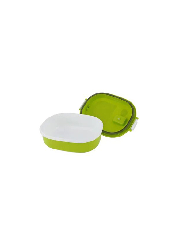 RoyalFord Plastic Square Lunch Box, 350ml, Green/White