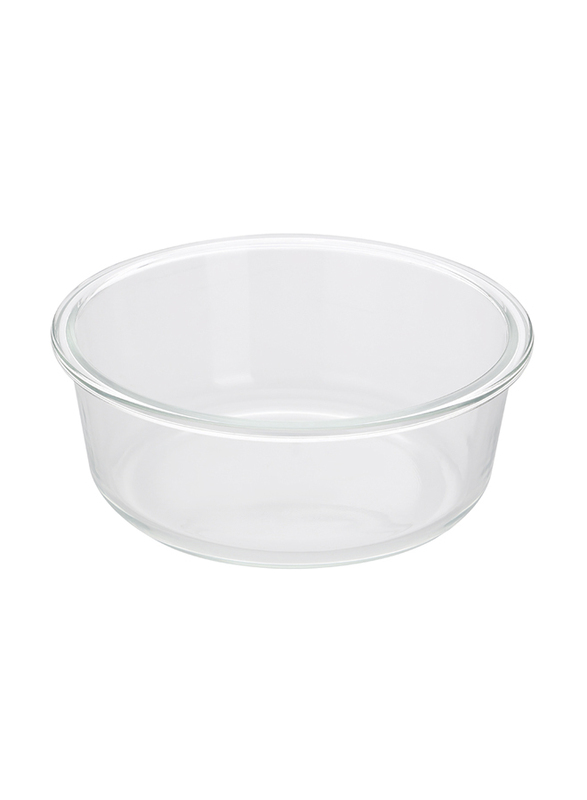 RoyalFord Round Glass Food Container with Bamboo Lid, 650ml, RF10324, Clear