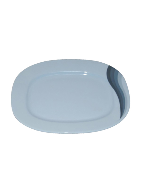 RoyalFord 14-inch Melamine Ware Super Rays Oval Dessert Serveware Plate, RF8070, Blue