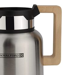 Royalford 1Ltr Stainless Steel Vacuum Jug with Wooden Handle, RF10169, Silver