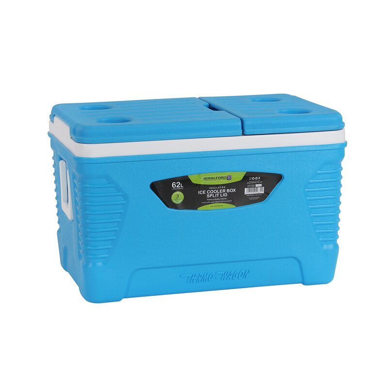 Royalford 62 Litres Insulated Ice Cooler Portable Cooler Box, RF11264, Blue