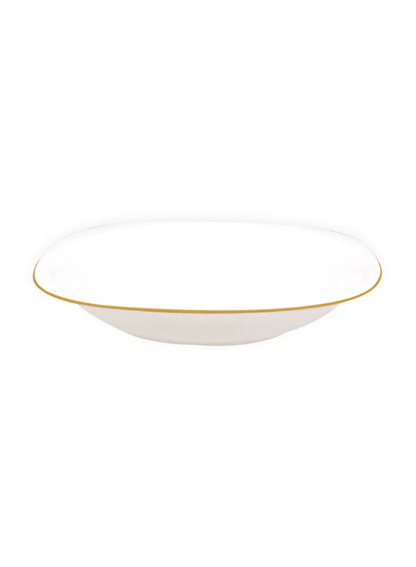 RoyalFord 8.5-inch Opal Ware Imperial Gold Soup Plate, RF7873, White