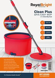 Royalford RoyalBright Clean Plus Spin Easy Mop with 100% Microfiber Extra Mop Head, RF10500, Assorted Colours, 2.5L