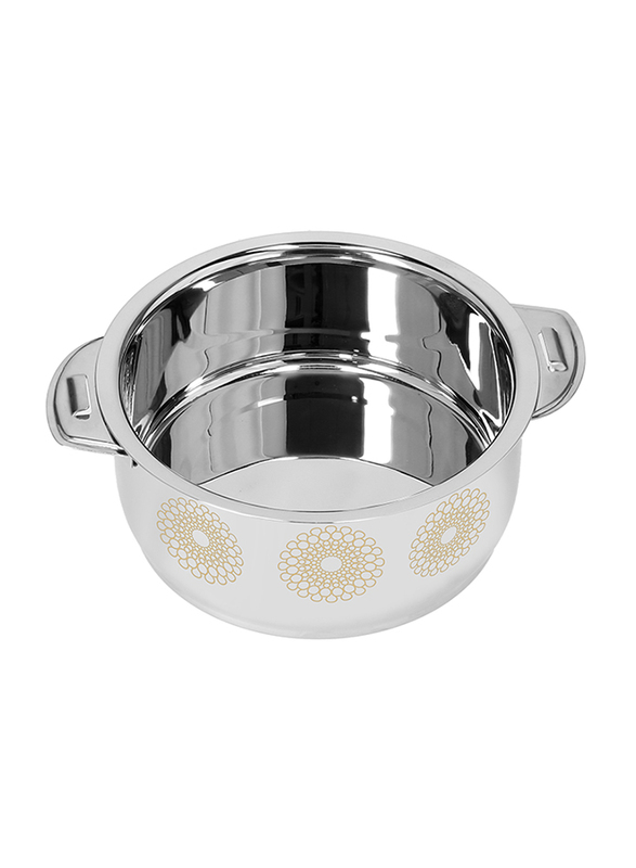 Royalford 4000ml Salwa Double Wall Stainless Steel Portable Hot Pot with Lids, RF9714, Silver