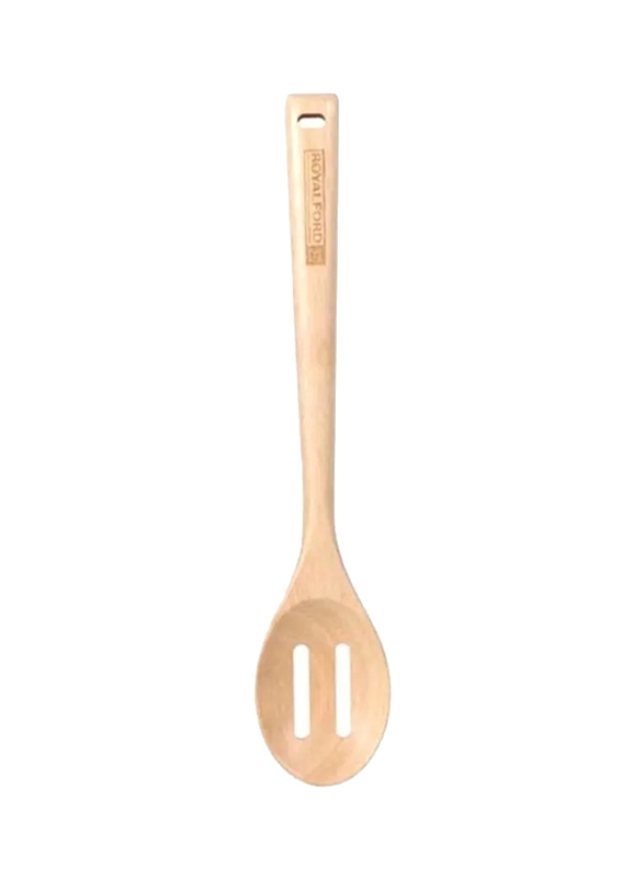 RoyalFord Rubber Wood Slotted Spoon, Brown
