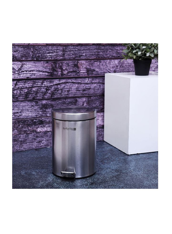 RoyalFord Stainless Steel Pedal Bin, 5 Liters, Silver