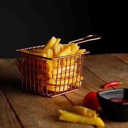 Royalford Iron Fried Round Serving Basket, RF10309, Red