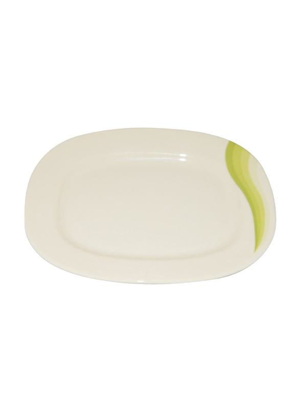 RoyalFord 14-inch Melamine Ware Super Rays Oval Dessert Serveware Plate, RF8089, Mint Green/White