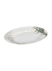 RoyalFord 14-inch Melamine Bamboo Oval Plate, RF9893, White/Green/Grey