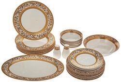 Royalford 28-Piece Premium Bone China Elegant Floral Design Dinner Set, RF11049, White