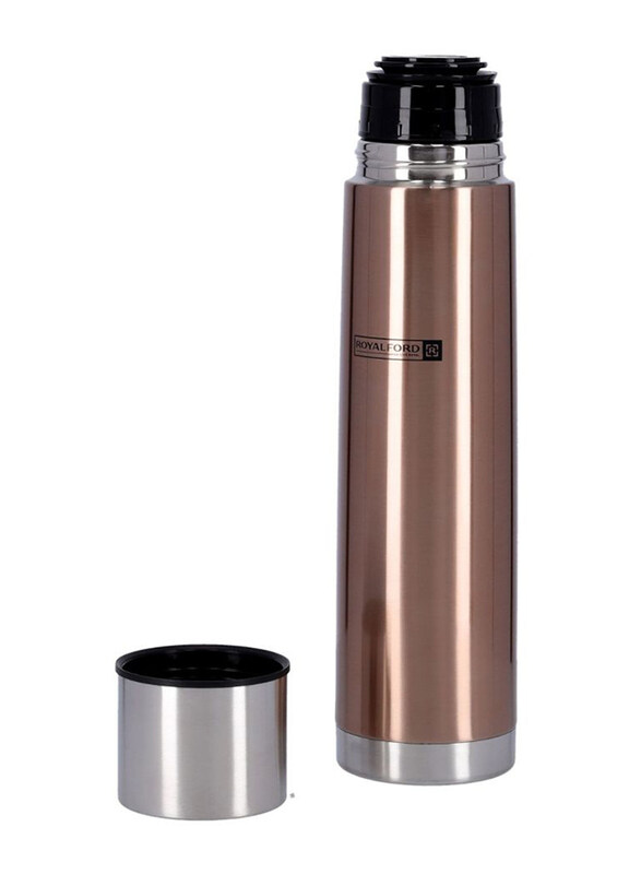 RoyalFord 1.0 Ltr Stainless Steel Vacuum Bottle, RF7665BR, Brown/Silver