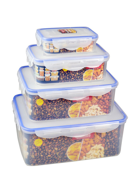 RoyalFord 4-Piece Plastic Food Storage Container with Airtight Lid, Clear