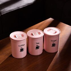 Royalford Plastic Canister Set, 3 Piece, 850ml, RF11343, Pink