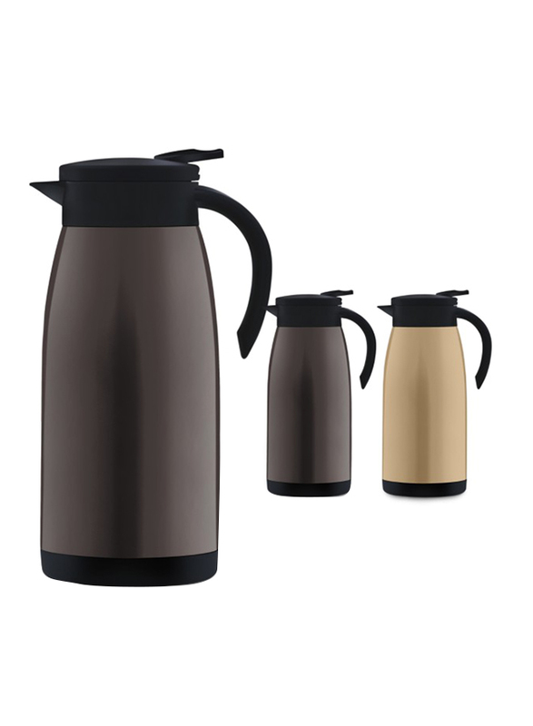 RoyalFord 1.5 Ltr Stainless Steel Vacuum Flask Coffee Pot, RF9701, Beige