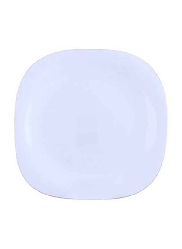 RoyalFord 11.5-inch Opal Ware Imperial Gold Square Dinner Plate, RF7872, White