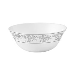 Royalford 8-inch Opal Ware Round Velvett Collection Area Grey Serving Bowl, RF11751, White