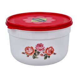 Royalford Round Air-Tight Storage Bowl, 3L, White/Red