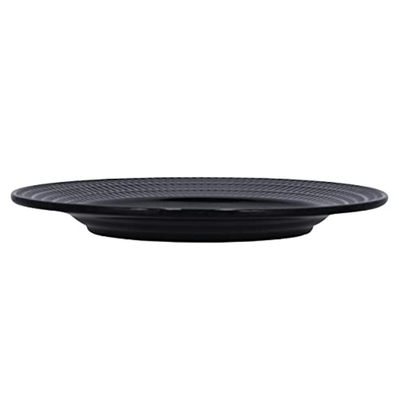 Royalford 10-inch Durable Melamine Ware Round Elegant Design Plate, RF10039, Black