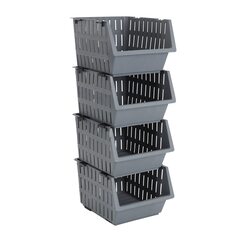 Royalford Richwell 4-Tier Plastic Storage Cabinet Drawers, RF10801, Grey