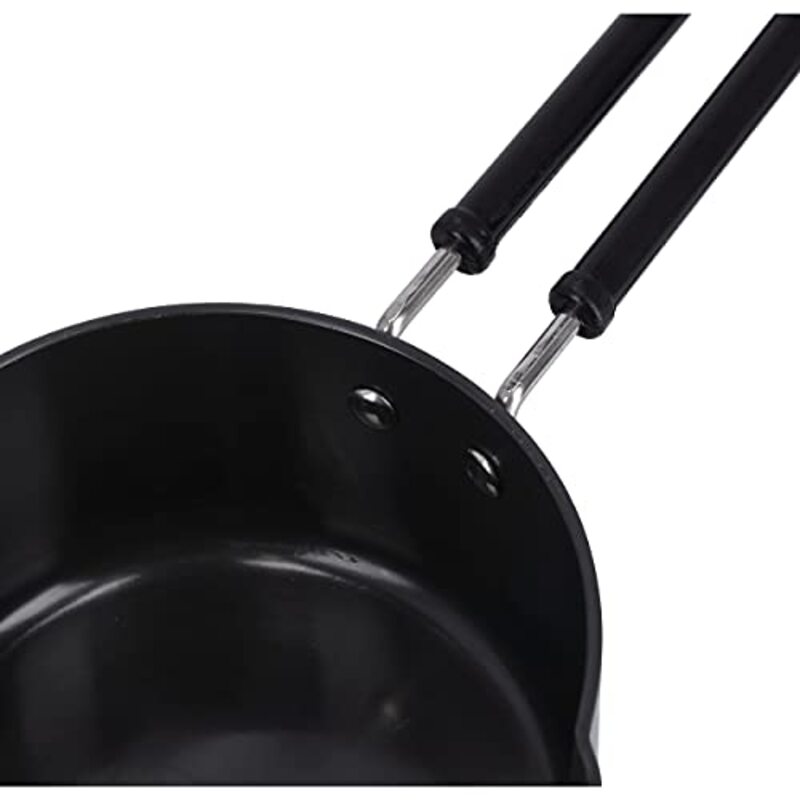 Royalford 16cm Round Aluminium Hard Anodized Saucepan Steamer Pot with Handle, RF10013, 35x16x11 cm, Black