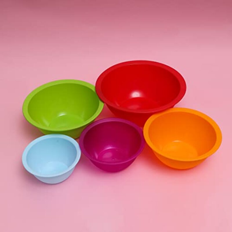 Royalford Plastic Utility Round Basin Set, RF10906, Multicolour, 5 x