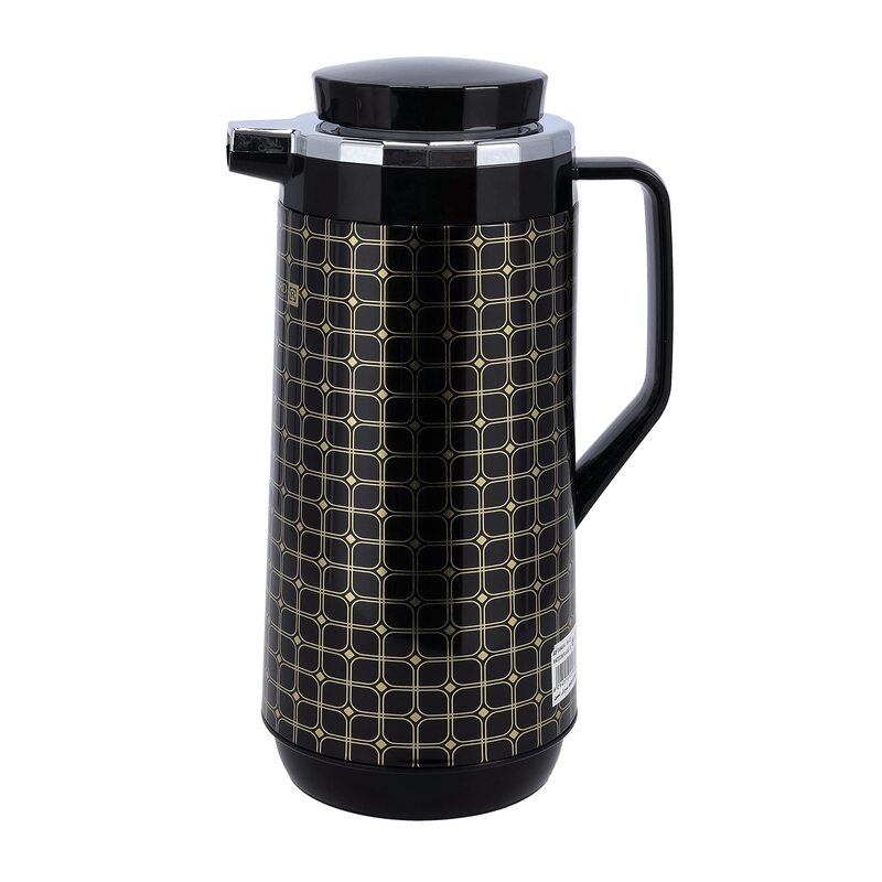 Royalford 1Ltr Double Wall Vacuum Flask with Lid, RF10403, Black