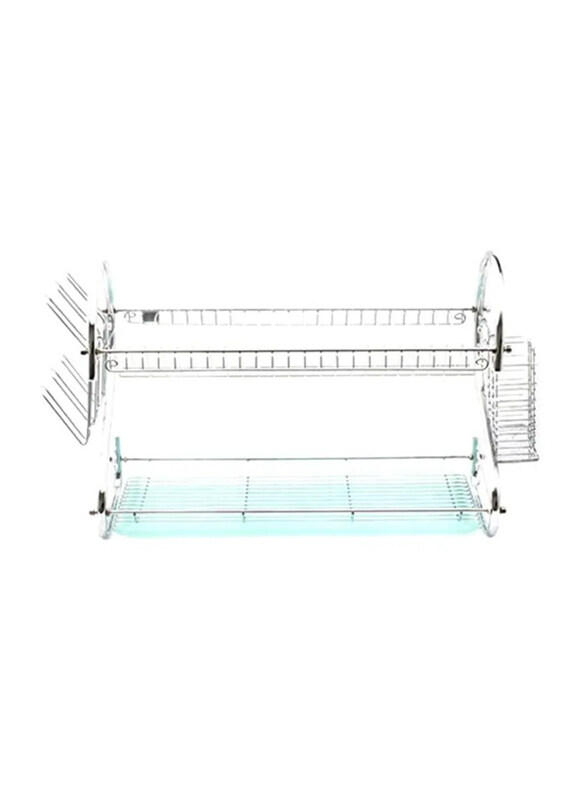 

RoyalFord 2 Layer Metal Dish Rack with Drip Tray, RF1151DRL, Silver/Blue