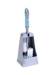 RoyalFord Unique Cleaning Toilet Brush with Holder, Grey/White/Blue