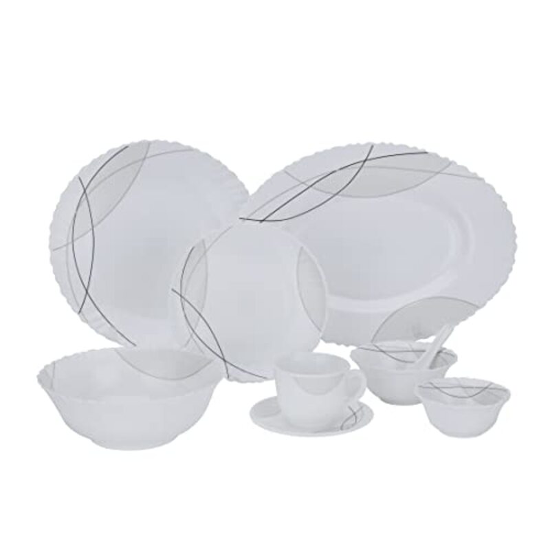 Royalford 50-Piece Opal Ware Dinner Set, White