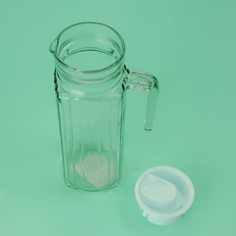 Royalford 1000ml Glass Water Jug with Plastic Lid, White/Clear