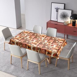 Royalford 1.37 x 20-Meter PVC Printed Table Cloth with Polyester Backing, RF10207, Brown