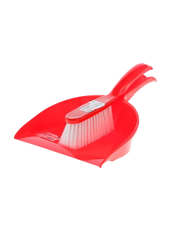 Delcasa Dust Pan with Brush, Red