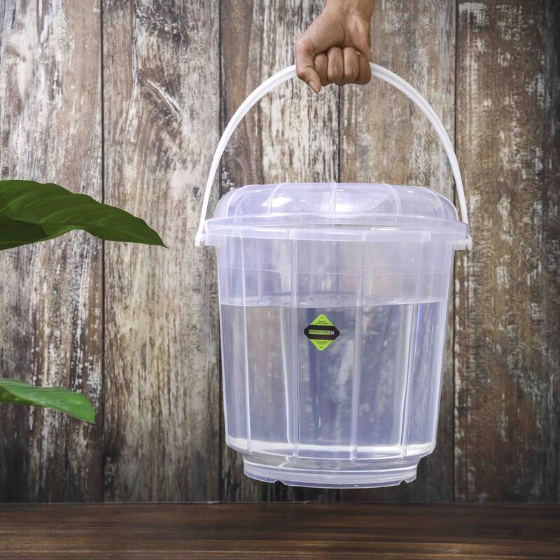 RoyalFord Economy Transparent Bucket with Lid, 20 Liter, Clear